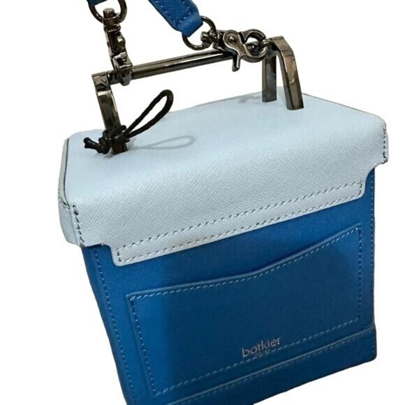 Botkier Lennox Blue White Plaid Purse Handbag Lunchbox NWOT - Picture 3 of 11